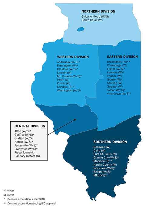 Illinois American Water Servicen Areas Map